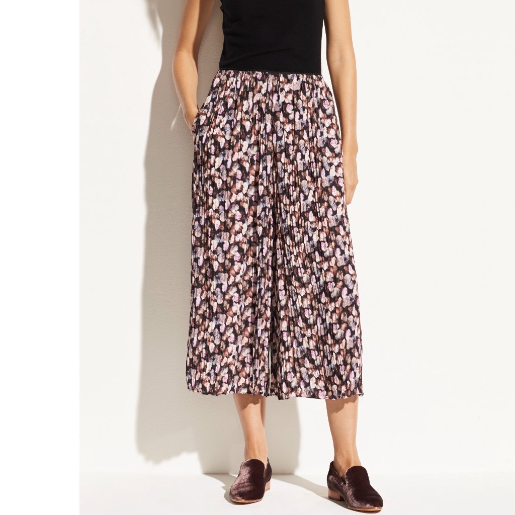 Nwt Vince Floral Pleated Culottes Pants| Flowy Pull-On Pants For Work & Weekend